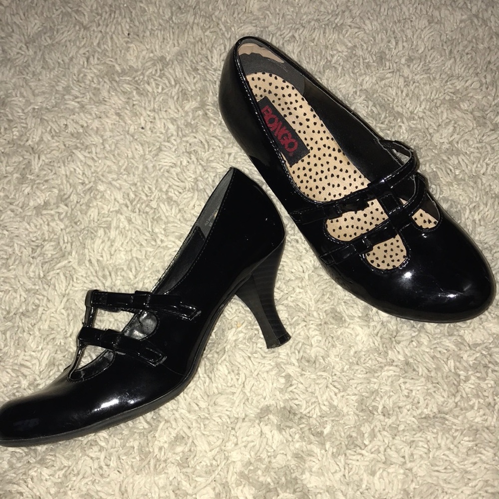 Faux leather heels